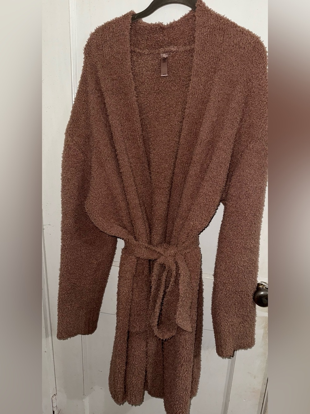 SKIMS Brown Plush Robe with Tie Belt